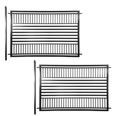 Ensembles de clôture en métal noir H 60 po x l 192 po