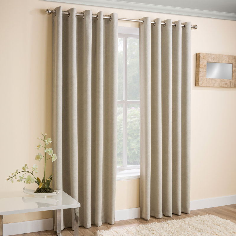 Biller Eyelet Thermal Light Reducing Curtain, 117cm Width x 137cm Drop, Cream