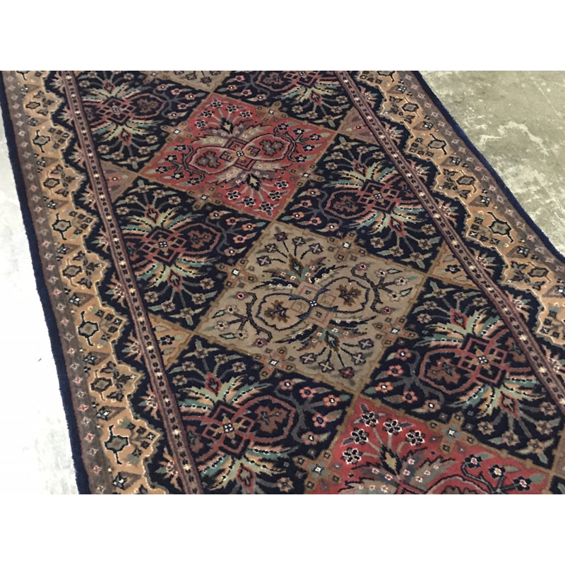 Hand-Knotted High-Quality Navy and Gold Runner