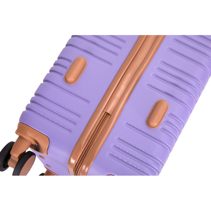 Ensemble de 5 pièces (20 "24" 28 + un sac de voyage et une trousse de toilette), ensemble de valises rigides à roulettes en ABS avec serrure TSA Valise de bagage à main de couleur assortie LILAC