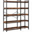 Étagère de coin en L à 5 niveaux, 4 crochets, 2 options d'assemblage, organisation multiple, tablettes épaisses, structure en métal robuste, barres de stabilité en forme de X, bibliothèque pour appareils, ou assemblage droit, pour