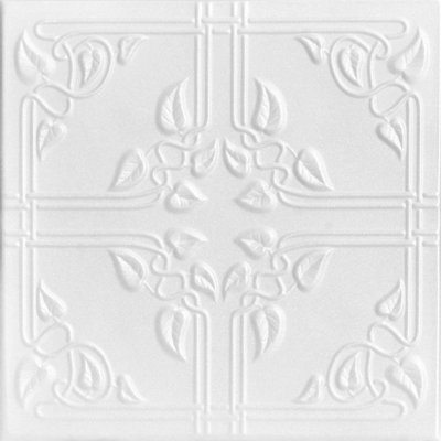 Tuile de plafond en polystyrène collé 1,6 pi x 1,6 pi Ivy Leaves
