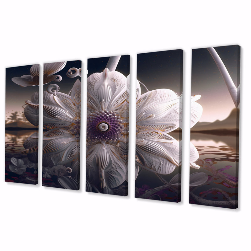 Magie de magnolia à l'aube - impression sur toile de fleurs - 5 panneaux égaux