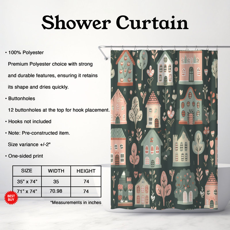 Rideau de douche Boho Cabin - Premium, H 74 po x l 71 po
