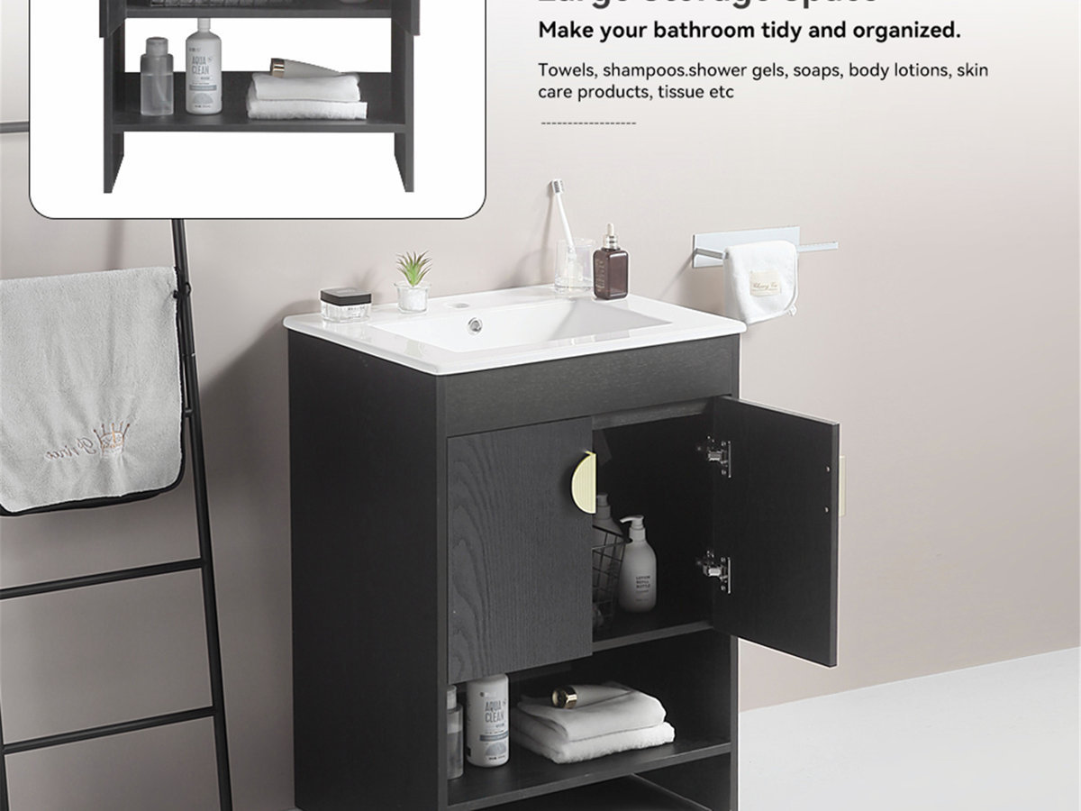 Mercer41 Bathroom Vanity,with Ceramic Basin, Cabinet Doors,Sturdy and ...