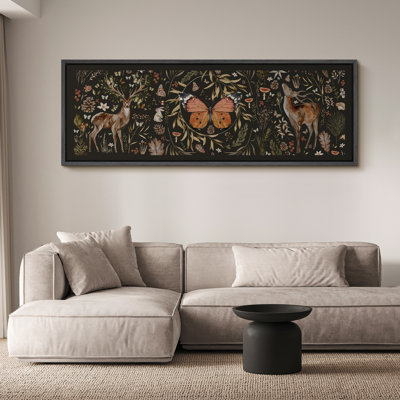 Vibrant Wildflower " Enchanted Deer Butterfly Wildlife Garden Floral Botanicals Modern Art Calm Extra Large Pictures "