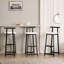 Ensemble de 3 tabourets de bar en métal noir et blanc avec dossier pour îlot de cuisine, salle à manger et salle de pub-1634100264