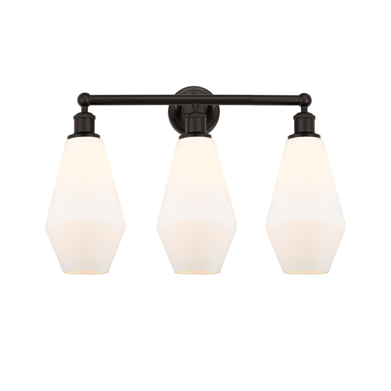 Éclairage pour salle de bain 3 lumières à intensité variable, Blanc mat, Bronze huilé