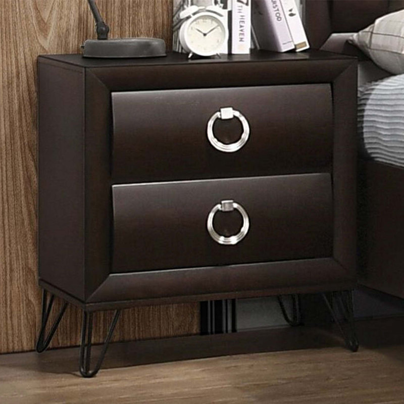 2 Drawers Nightstand With Ring Pulls