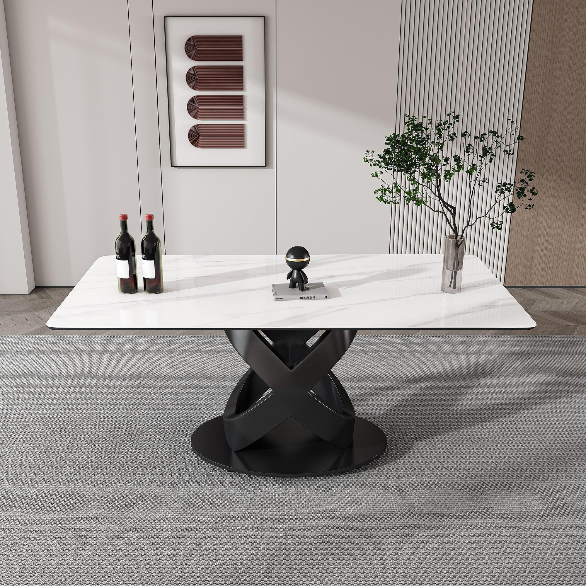 Brayden Studio 71" Rectangular Dining Table with Sintered Stone Top and ...