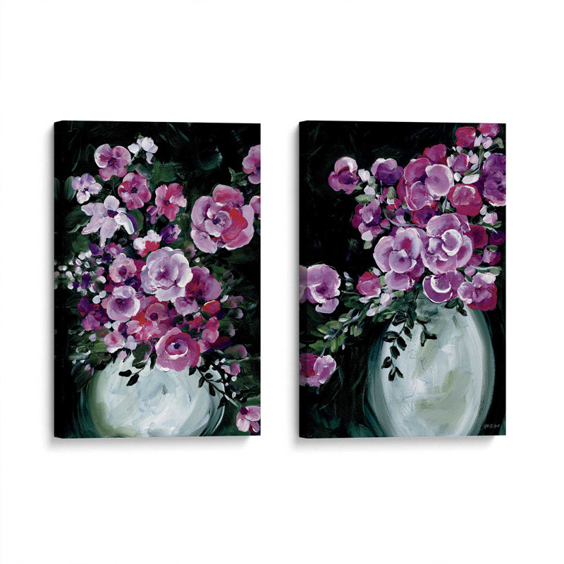 «Evening Bouquet Elegance», ensemble de 2 impressions sur toile, H 18 po x l 24 po x P 1,75 po, Toile tendue, Does Not Apply