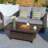 Rectangular Wicker Adjustable Outdoor Dining Table-94394880-94394879