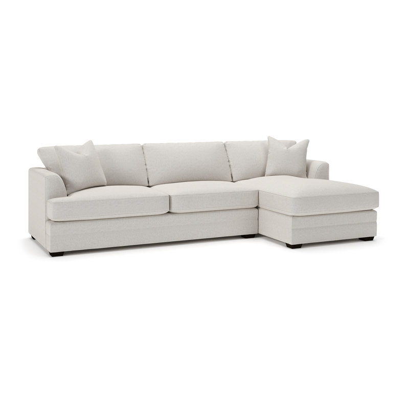 Canapé modulaire à méridienne 2 pièces Edan, Toile gris clair Macarena, Orienté à droite
