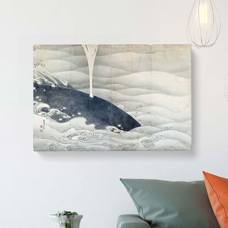 Whale Screen by Ito Jakuchu - Wrapped Canvas Painting Print, 40cm H x 60cm W x 3cm D