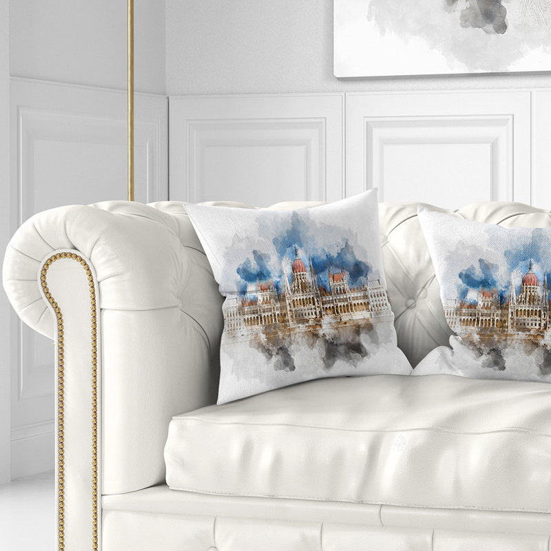 Coussin de bâtiment hongrois du parlement, 18 po x 18 po, Coussin décoratif