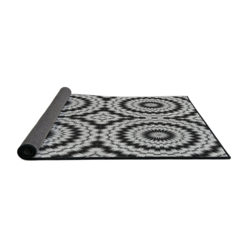 Tapis noir/gris tissé à la machine, Carré 5 pi