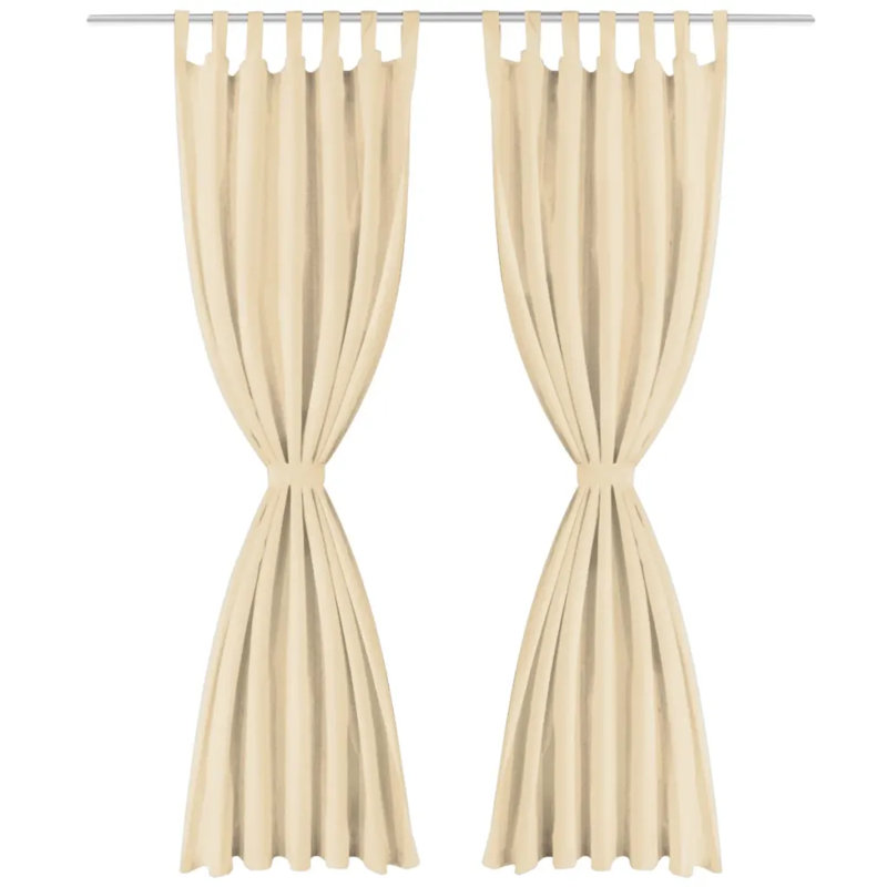 Bachar Semi Sheer Curtain Pair, Beige, 140cm Width x 225cm Drop