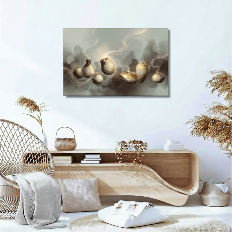 Ensemble de 1 tableau sur toile représentant des vases flottants, 16"H x 24"W, Wrapped Canvas