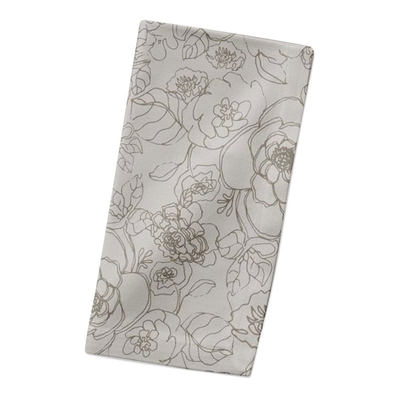 Serviette florale rectangulaire, gris