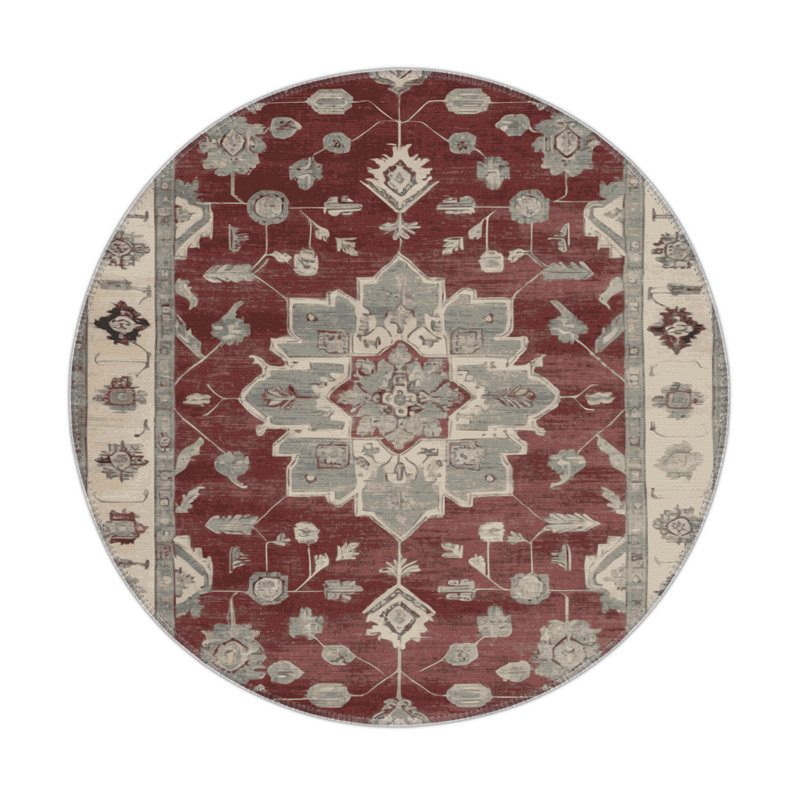 Tapis gris intérieur et extérieur surteint, Rond 5 pi