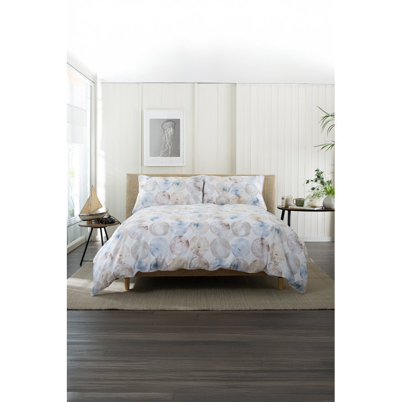 Lobster Creek Shell Mother of Pearl 100% Cotton Duvet Cover Set Cotton Abstract Duvet Cover Set with Pillowcases