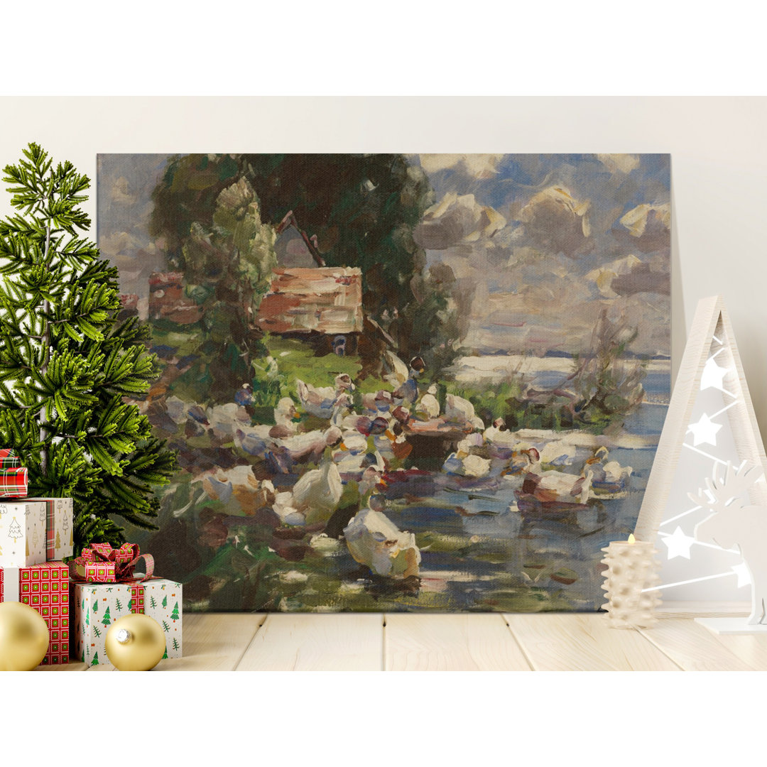 Duck Pond Canvas Wall Art, Impressionist Painting Print, Gallery Wrapped Canvas, Ready to Hang, Archival Inks, Modern Home Decor