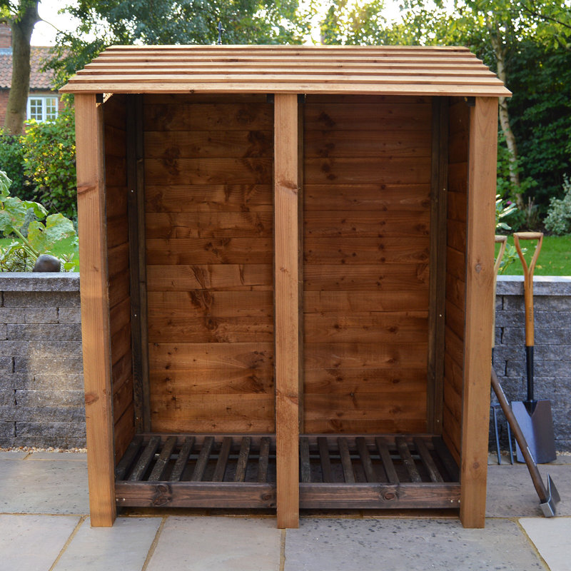 150cm W x 80cm D Solid Wood Log Store, Rustic Brown