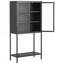 Armoire de rangement en métal, armoire de présentation avec portes en verre et 2 tablettes réglables, armoire haute moderne-2099252607