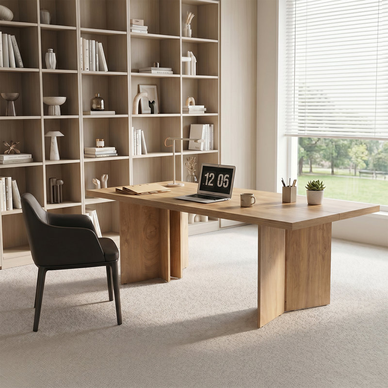 Hussan 50'' W L-Shaped Computer Desk, 71 Wide, Brown