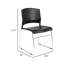Chaise d'invité de réception empilable, dossier ouvert noir, base traîneau chromée