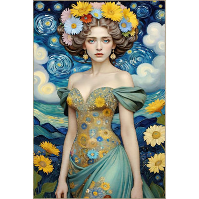 Colorful Floral Girl Patterned Decorative Machine Washable Rug