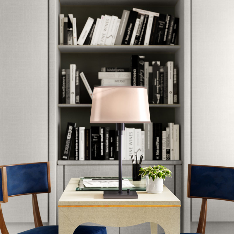 Real Simple Table Lamp, Dark Bronze Powder Coat, Off-White Snowflake