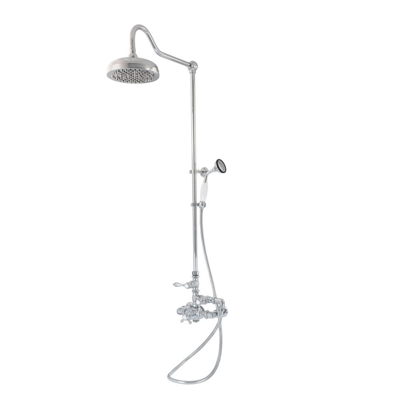 Système de douche thermostatique exposé mural 52 po avec douche à main 1,75 GPM et poignées levier, Chrome