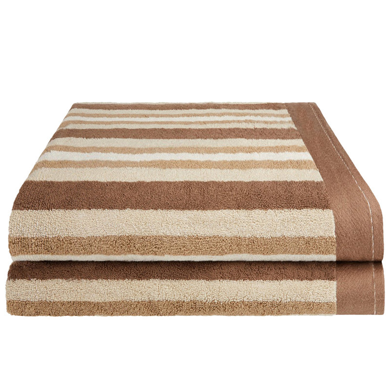 Draps 100% coton rayé à longues fibres peignées, Chocolat