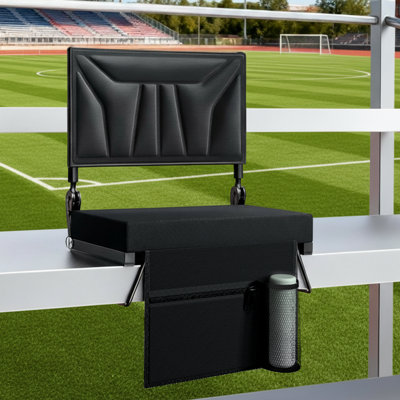 Metal Stadium Seats Featuring Back Support And Cushioning – Portable Fold-Up Comfort Bleacher Seats With Shoulder Strap, Storage Pocket, Handheld Hand