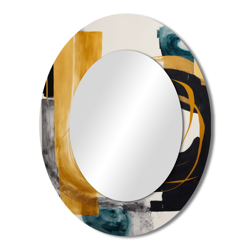 Miroir décoratif moderne ovale sur métal Modern Art Deco III, 43 po x 33 po