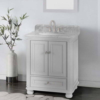 Meuble-lavabo simple avec plateau en marbre 30,22 po Clema