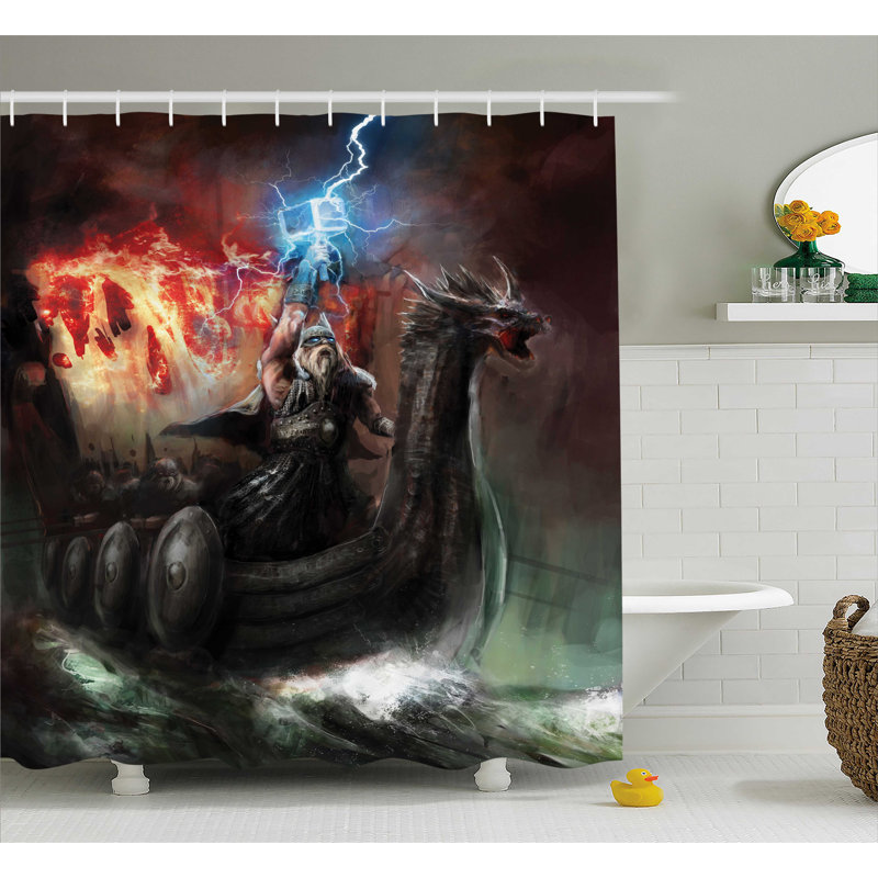 Shower Curtain with Hooks Included, 70" H x 69" W
