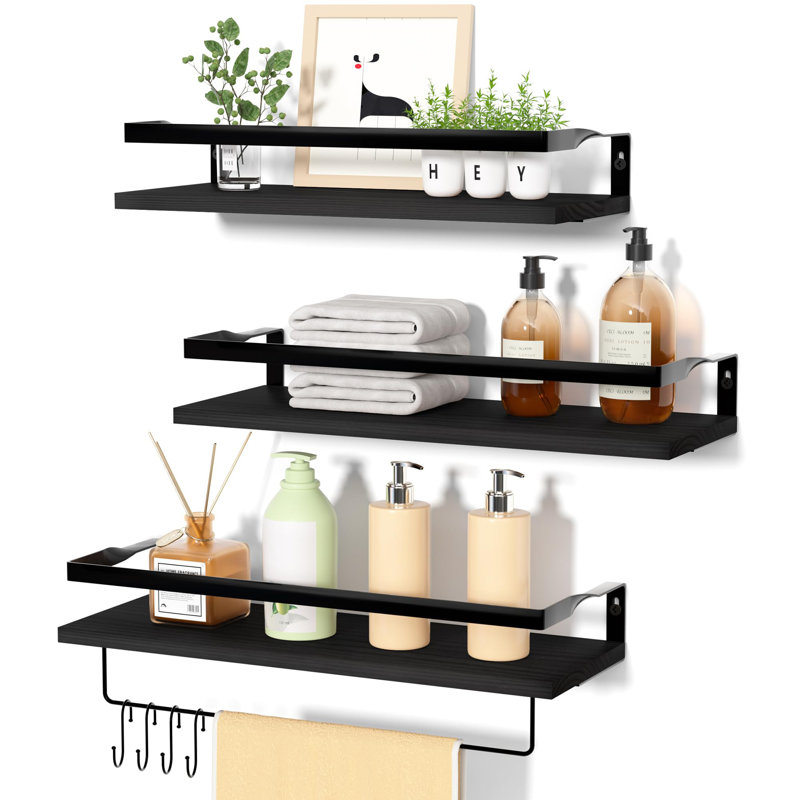 3 Piece Floating Shelf, Black