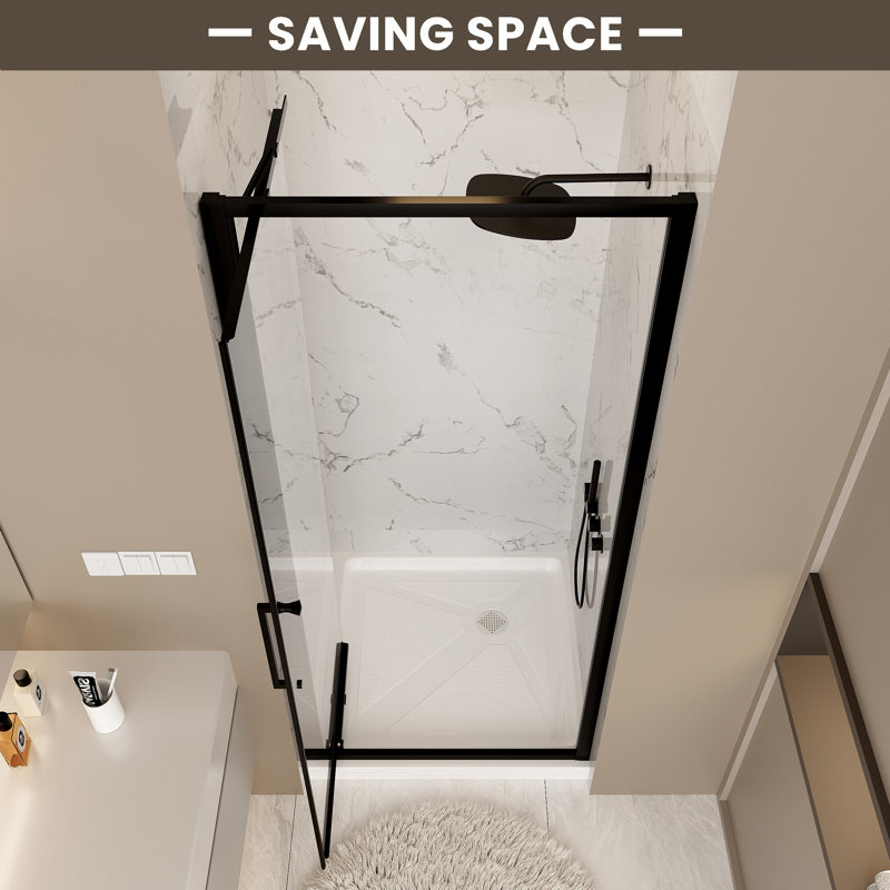 Frameless Shower Door, Pivot Shower Door, Semi-Frameless Enclosure with Easy-Clean 1/4 Inch (6mm) Glass & Rust-Resistant Hardware, 35-36" W x 72" H