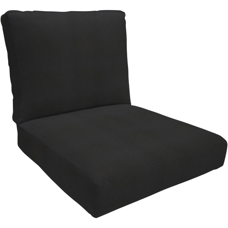 Eddie Bauer Outdoor Lounge Chair Cushion, Sunbrella Fade & Water Resistant for Outdoor Lounge Chairs & Deck Recliners, 26"W x 26"D, 5" thick; Back 26"W x 20"H, 5" thick, Reversible, Canvas Black