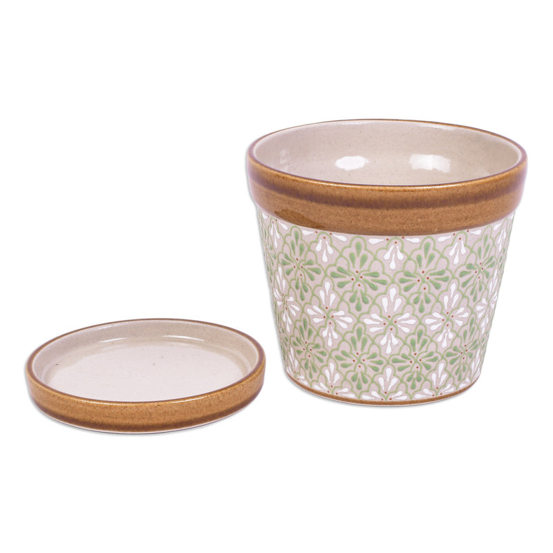 Jissell Handcrafted Ceramic Indoor / Outdoor Planter Box, 3.9" H x 4.3" W x 4.3" D
