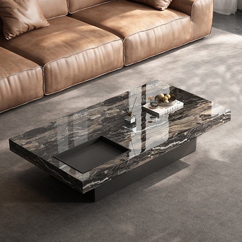 Table basse carrée en marbre italien minimaliste