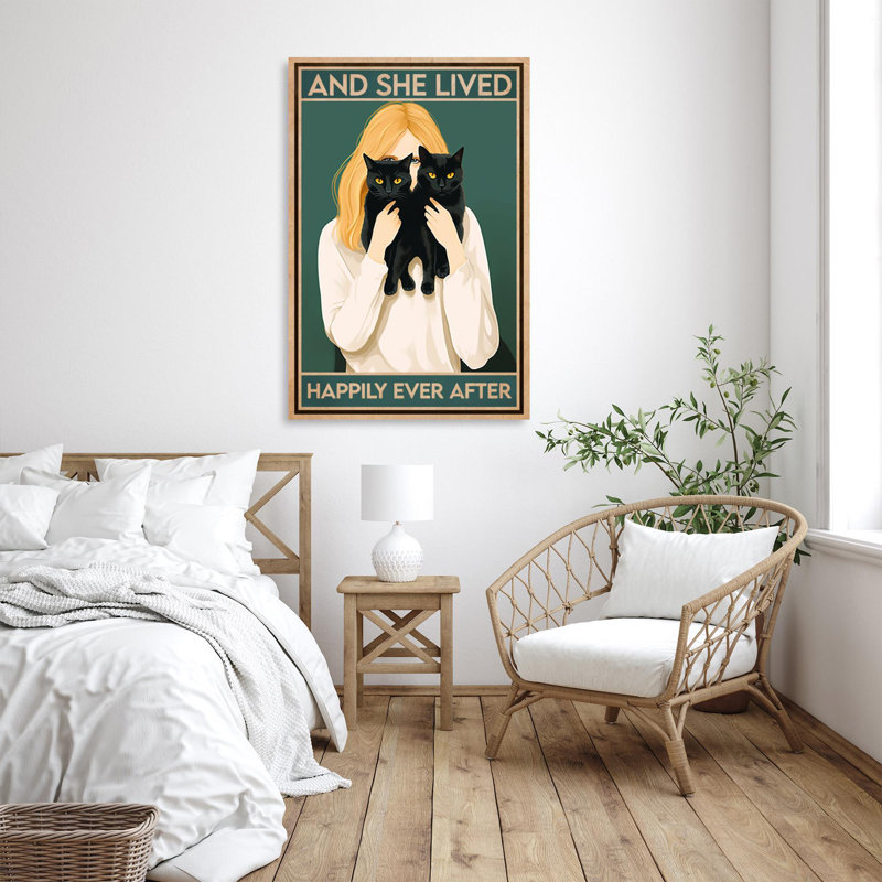 «Black Cat And She Lived Happily» sur toile, H 20 po x l 16 po x P 1,25 po