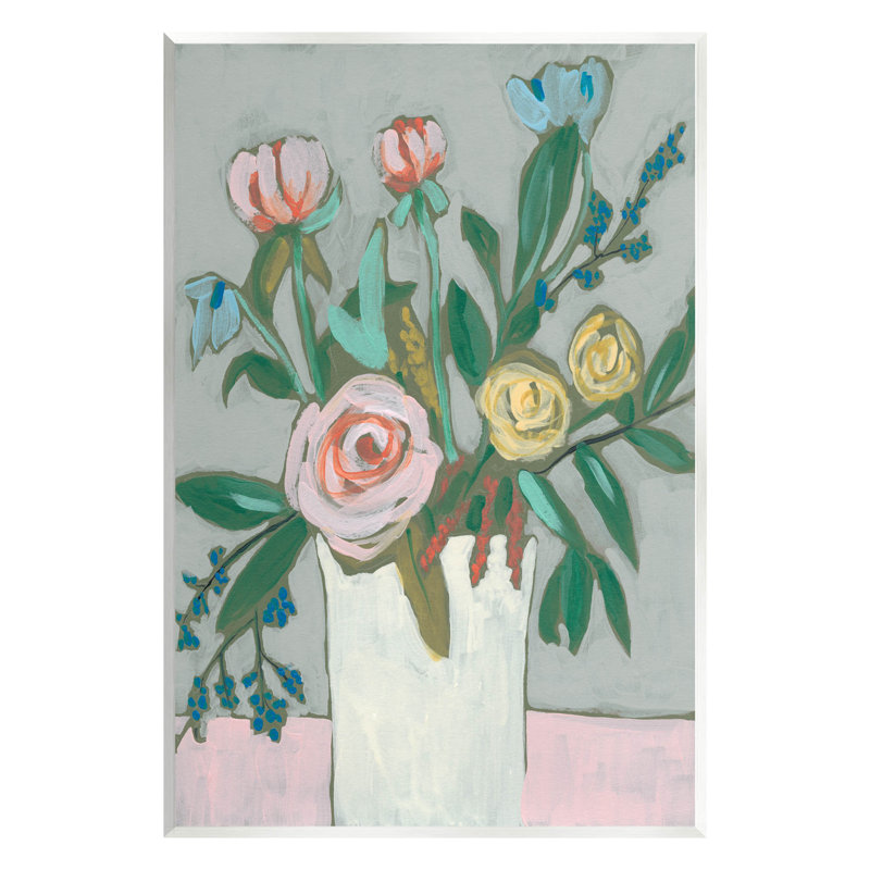 Art moderne sur toile, "Modern Rose Blossoms Bouquet" par Jennifer Goldberger, L 10 po x H 15 po x P 0,5 po, Unframed