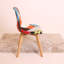 Greenwich Patchwork Retro Dining Chairs - Fabric Upholstered Seat and Curved Back with Foam Padding and Solid Wooden Legs - Side Chair for Dining Room Kitchen Living Room