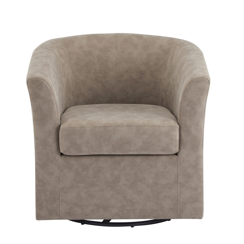 Fauteuil demi-tonneau pivotant en similicuir, Abricot