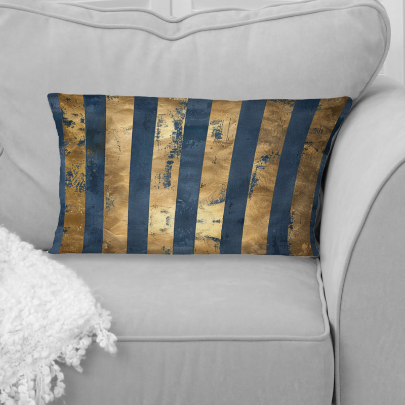 Coussin lombaire glamour Pinstripe I - Glam, Bleu / doré