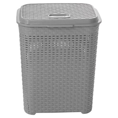 Plastic Rattan Dirty Laundry Clothes Washing Bin Basket Storage Organiser
