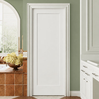 Panneau de porte intérieur blanc creux de 80 po de style Shaker apprêté, panneau moulé à peindre - 30 po X 80 po + 1/2 po Panneau central